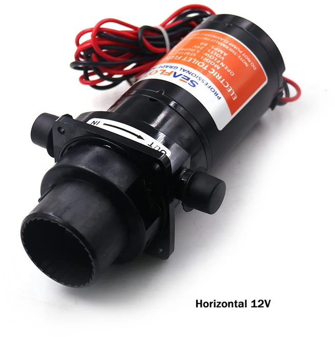SEAFLO RV 전기 화장실 펌프 12V/24V 보트 요트 펌프 해양 화장실 캠핑 자동차 펌프 조립 액세서리, 02 Horizontal 12V, 1개 - 쿠팡