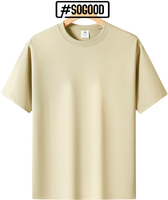 厚磅天絲涼感上衣, 厚磅天絲上衣-淺卡其,4XL(90~100公斤)