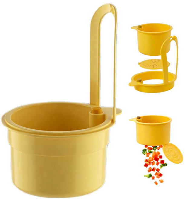 퀴나엘 다용도 음식물 거름망 주방 싱크대 욕실 원터치 분리형 거치대, 레몬 옐로우, 1개