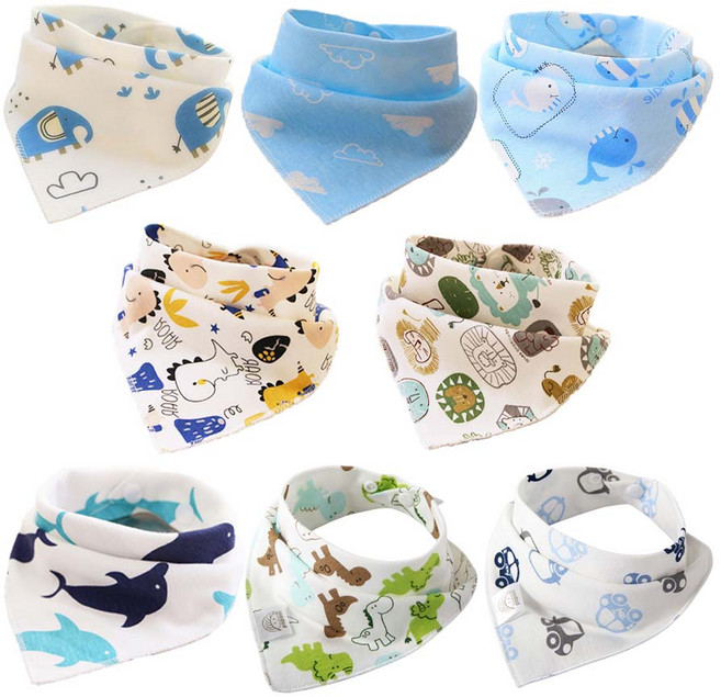 감성팩토리 삼각 순면 투버튼 턱받이 8종