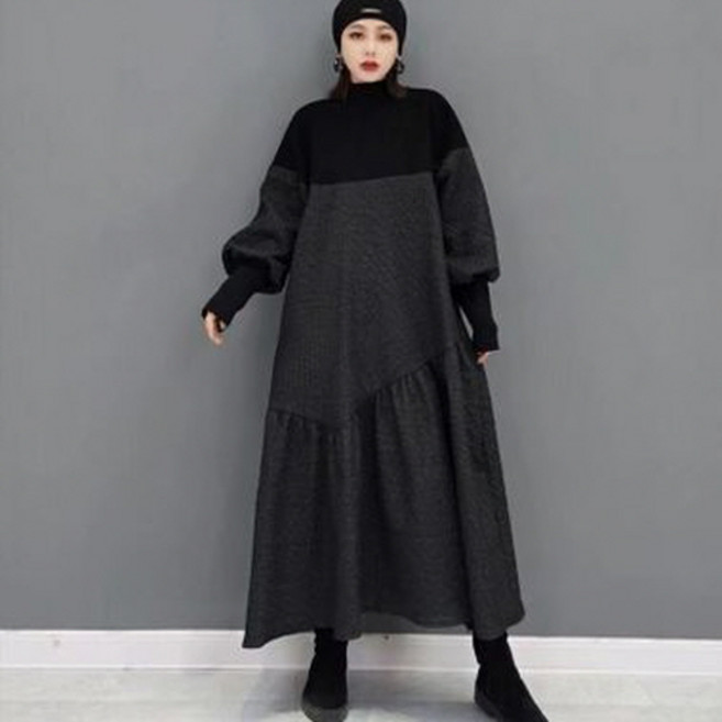 ZENCY 젠시 라리트 목폴라배색 롱원피스