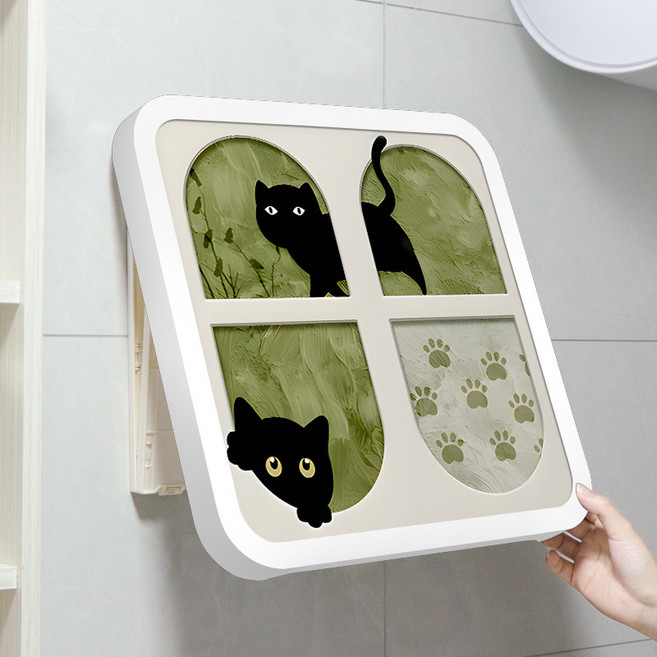 中古風貓咪浴室掛畫摺疊收納櫃防水神器衛生間置物架放置收納盒, 1個, 一個