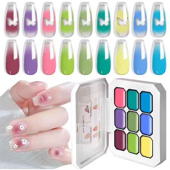 라임걸 9가지 컬러 젤 팔레트 네일팔레트 그라데이션 페인팅젤 G120-3, 1개