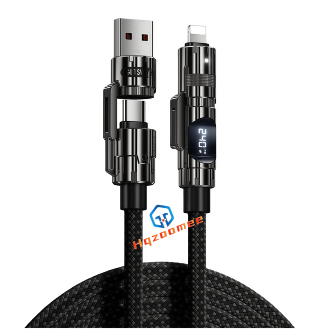 240W 4in1 스마트폰 고속 충전 멀티 케이블SJ, 1개, 블랙, 1.5m