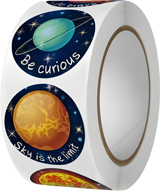 8종 행성 우주 원형 스티커 500매, 1개, 색상혼합500매(S668)