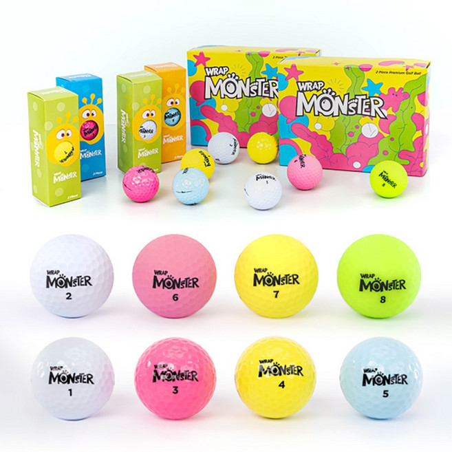 랩몬스터 초고반발 비거리 골프공 2피스 3피스 골프용품 선물, 6구, 유광 스카이블루, 1개