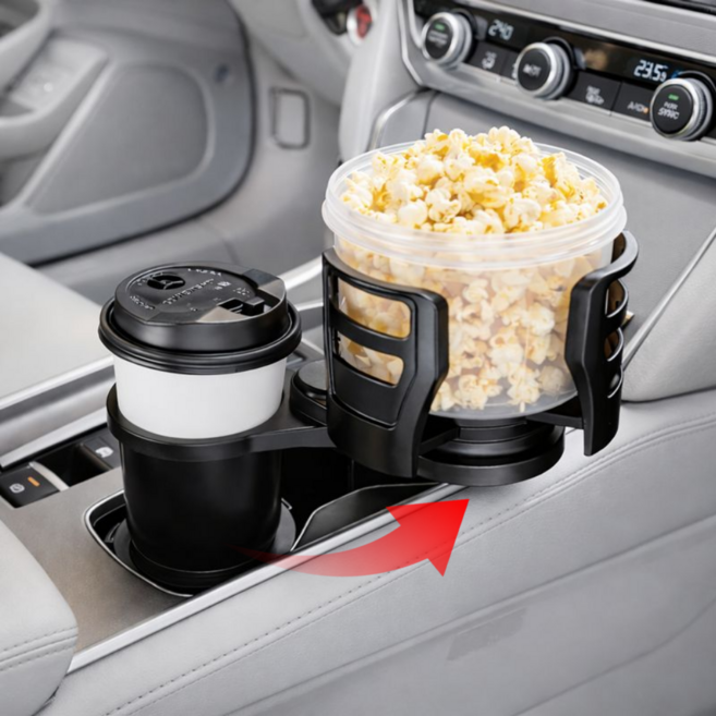 노아루 흔들림방지 2in1 확장형 차량용 컵홀더, 블랙, 1개