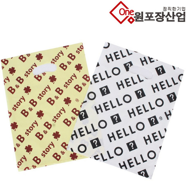 HD 비닐 쇼핑백 100매, 비앤비(아이보리)50X58