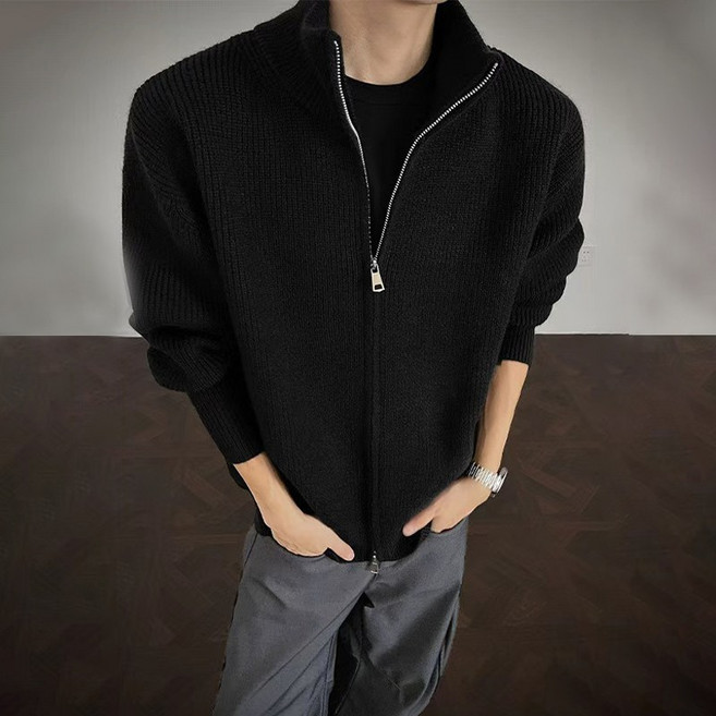 Asure 남자 투웨어 카디건 집업니트 도톰 루즈핏 집업자켓