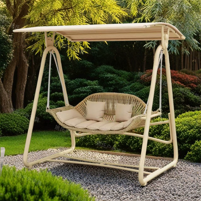 야외 흔들그네 흔들의자 스윙체어 라탄 원목 마당 팬션 테라스 벤치 그네