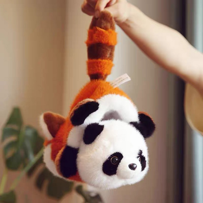 25cm 뒤집기 변신 판다 봉제인형 2in1 양면 레드판다 애착인형 인테리어 선물, 혼합색