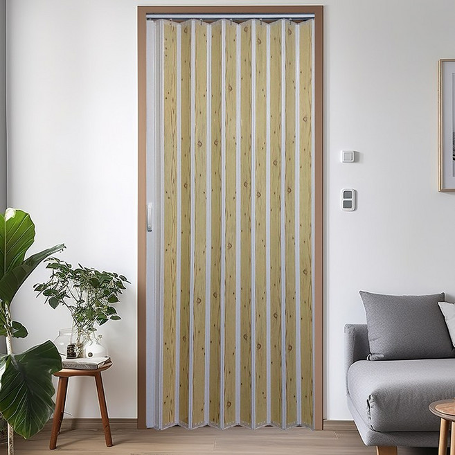 이케이몰 자바라 문 커튼 접이식 슬라이딩 홀딩 도어 싱글 화이트오크 사이즈 및 기재