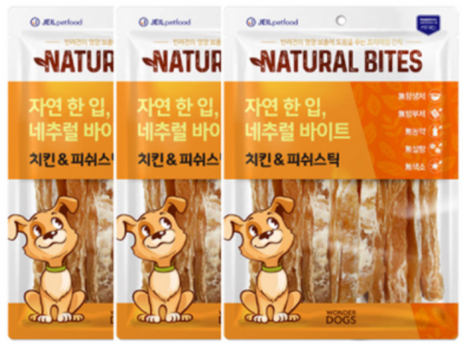 원더독스 네추럴바이트 치킨피쉬스틱 180g 3개 사사미