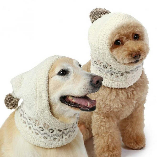 펫파라다이스 강아지 겨울 모자 니트 노르딕 바라클라바 털모자 따뜻한 방한 넥워머, 1개, MULTI
