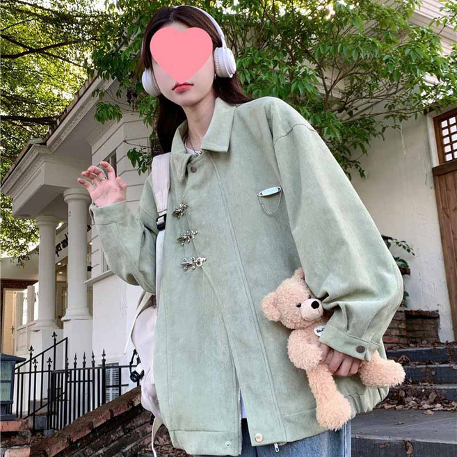 AOKADA 남녀공용 가을 오버핏 스탠드 카라 하공 야구 점퍼