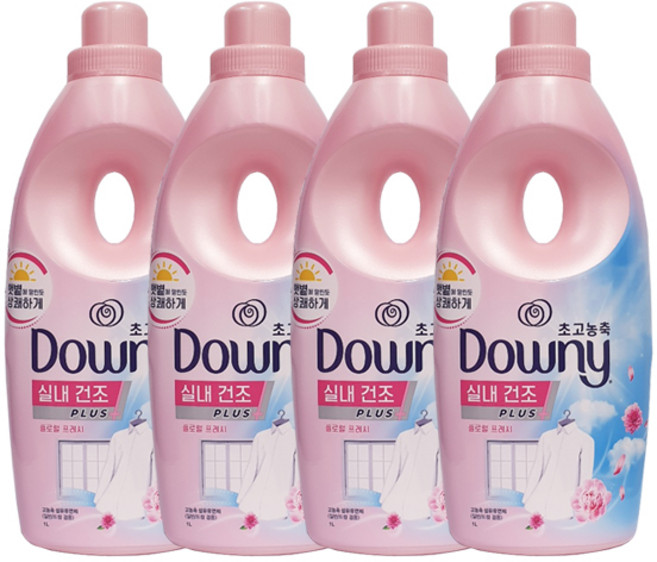 다우니 초고농축 섬유유연제 실내건조 플로럴 프레시 1L x4, 4개
