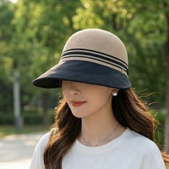 여성 썬캡 자외선차단 넓은챙 니트 모자 중년 여성 봄 여름 가을 외출용 UV 차단 모자