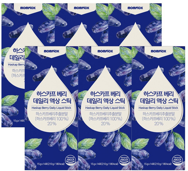 하스카프베리즙 액상 스틱 주스 식약처 HACCP 인증, 210g, 6박스