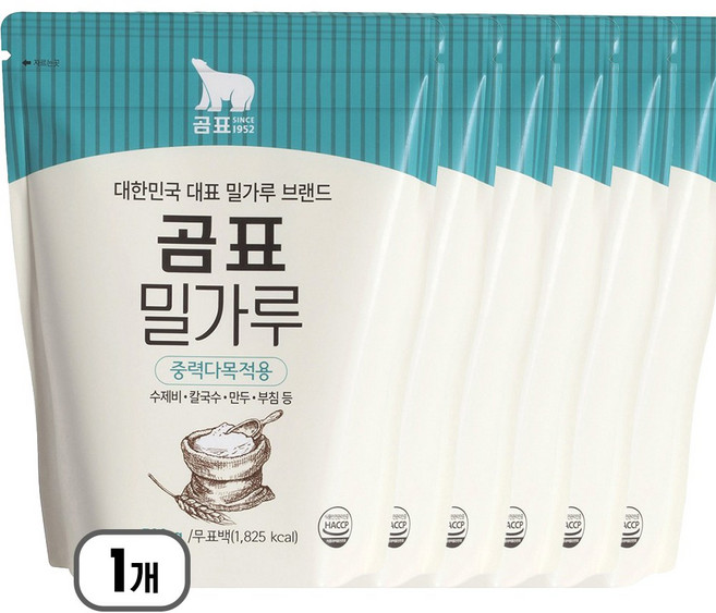 곰표 중력분 무표백 밀가루 지퍼백 소용량 구성, 1개, 3kg