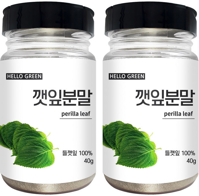 헬로우그린 깻잎 분말 40g(통) 국내산 천연 조미료 가루, 2개, 40g
