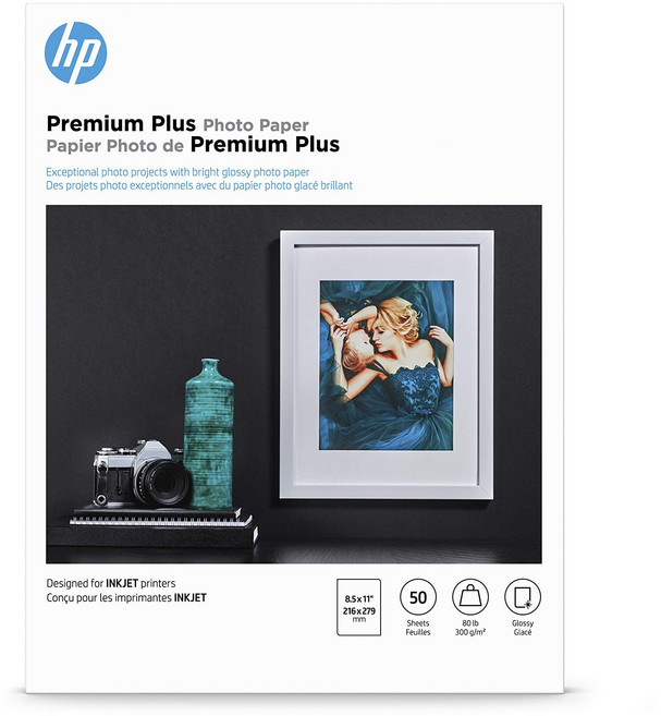 에이치피 프리미엄 플러스 포토 용지 - 에이치피 잉크젯 프린 HP Premium Plus Photo Paper - Designed for HP Inkjet Printers Glo, 1개, 11 in