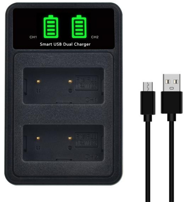 피클 전원 NP-W126 듀얼 USB 충전기 후지필름 후지 XT3 X100VI X-A5 X-E4, 1개