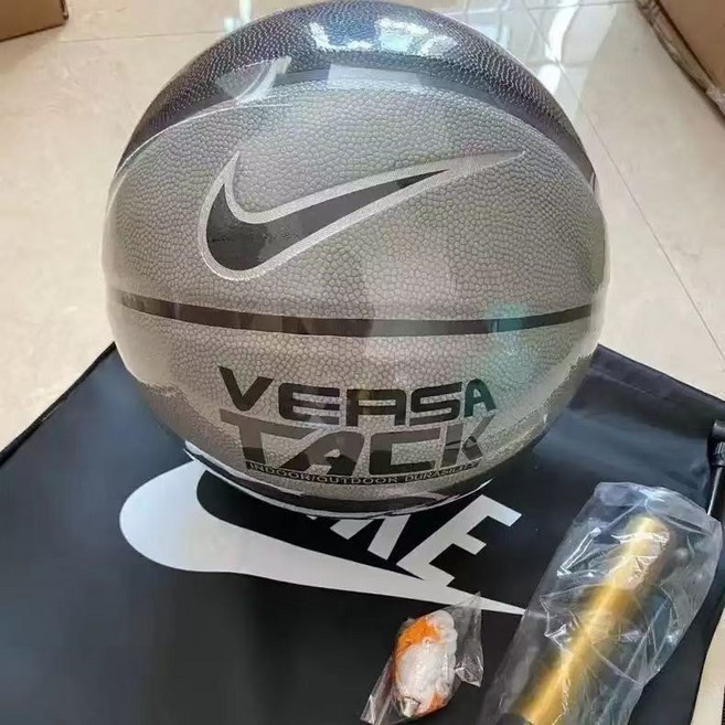 Nike Versa Tack 室內外訓練比賽籃球, 黑灰,籃球+打氣筒球包球針網兜, 1個, 篮球