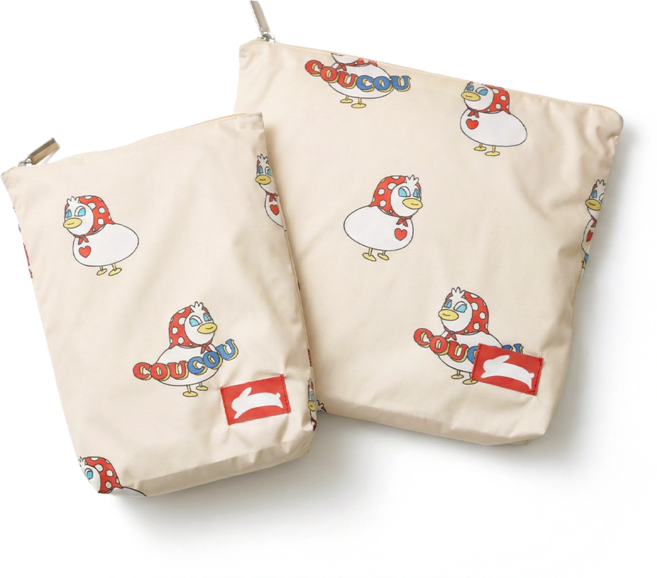 오우아스튜디오 어린이집 준비물 방수 파우치 2종 세트, 코니 베이지