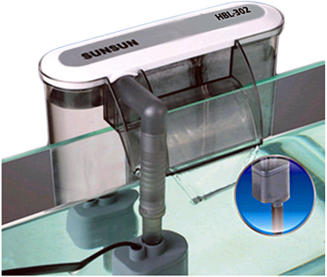 빠른발송관상어몰 아마존 슬림형 걸이식여과기 행언 3W HBL-302 / HBL302 출수량조절 유막제거 높이조절, 1개, 3W(350L/h)(0.4kg)