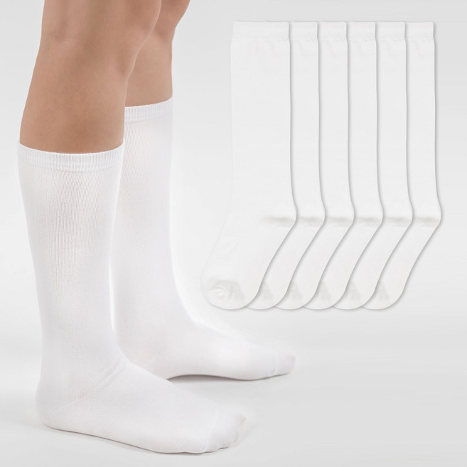 시너싹스 여성용 27cm 무지 롱 삭스 양말 6켤레