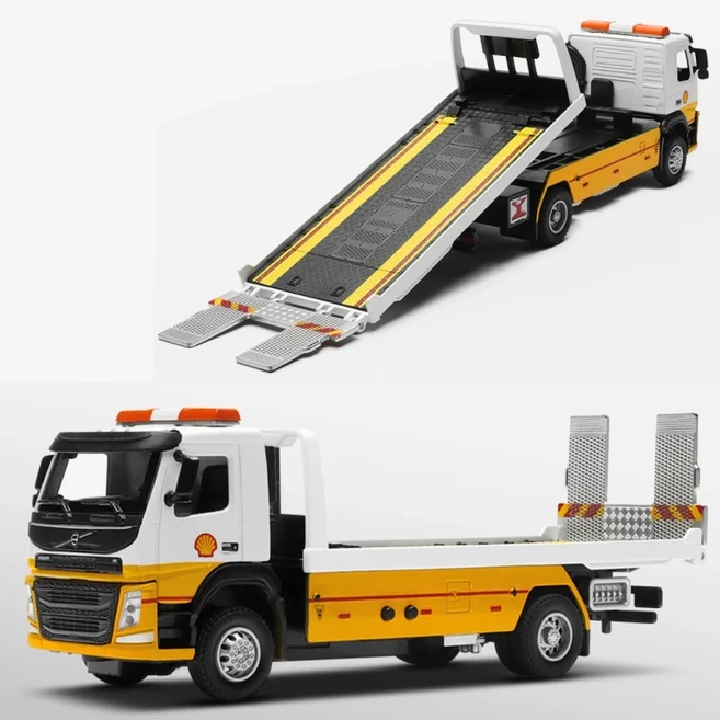 1/50 볼보 자동차 트레일러 견인 플랫폼 트럭 장난감 다이캐스트 차량 모델 뒤로 당겨 사운드 및 교육 컬, [02] Shell, 1개
