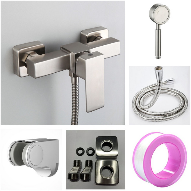 正304不鏽鋼淋浴龍頭 冷熱水龍頭, 1個, B3007單功能沐浴限定套組(方管)高配