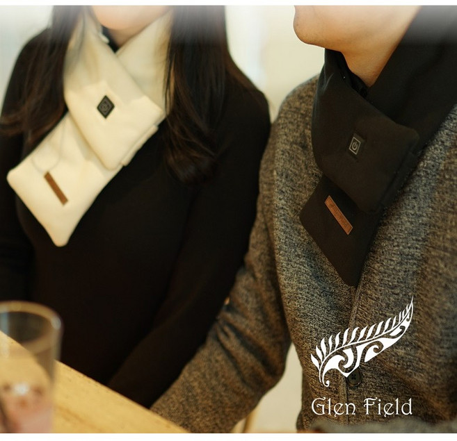 글랜필드 발열목도리 보조배터리포함 usb온열목도리 나노그래핀 찜질목도리 머플러, 그레이+보조배터리