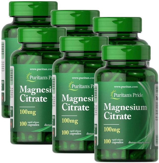 퓨리탄스프라이드 마그네슘 시트레이트 100mg 캡슐 Puritans Pride Magnesium Citrate capsule, 6개, 100정