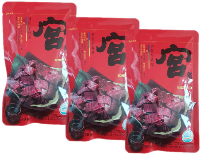 견우푸드 궁 쇠고기 코스트코 육포 70g, 3개