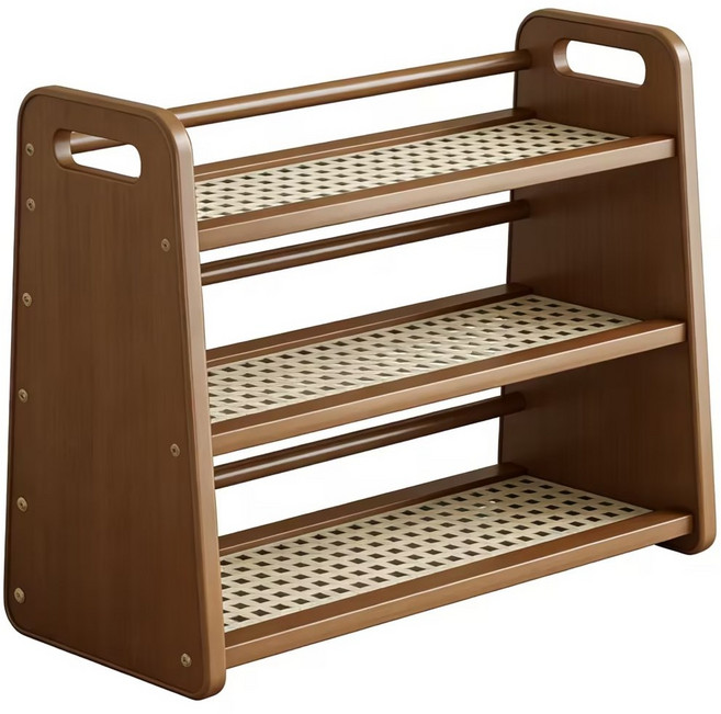 Deokol 독창성 데스크 선반 빈티지 수납 선반, 3단, 호두색