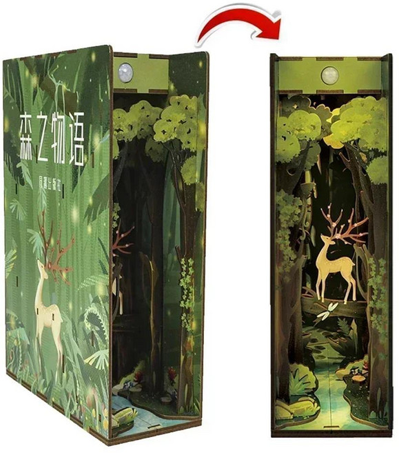 미니어처 시크릿 가든 북엔드 나무 책꽂이 선반 삽입 키트 책장 인형의 집, 1개, 색상: 9. TQ501