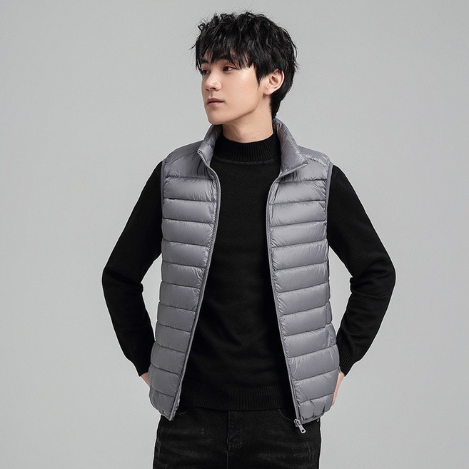 白鴨絨羽絨背心男 保暖立領 夾克 秋冬戶外