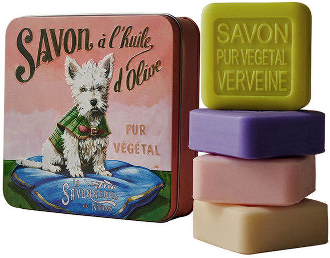 라 사본느리 드 니옹 프랑스 비누 대형 틴케이스, 100g, 4개입, 향수비누_웨스티 도그(33493)