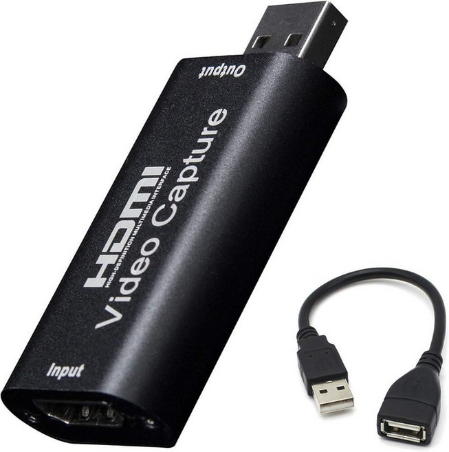BlueAVS HDMI to USB 비디오 캡처 카드 1080P DSLR 캠코더 액션 캠을 통한 라이브 비디오 스트리밍 녹화용 (블랙), 블랙