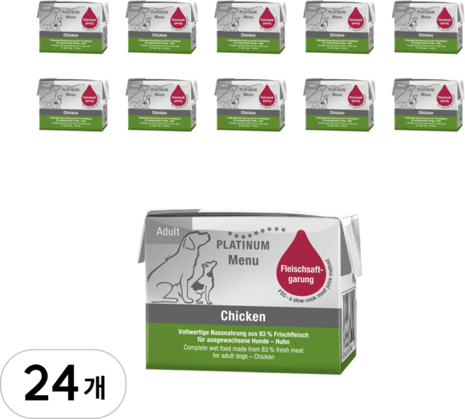 플래티넘 중대형견 전용 메뉴 이베리코 플러스 칠면조 습식사료 쿠킹메뉴팩, 닭, 90g, 24개