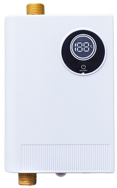 即熱式電熱水器 廚房小型恆溫免儲水迷你觸控不鏽鋼內膽IPX4防水, 白色 110v 3秒出熱水 巴掌大, 110V台灣專用