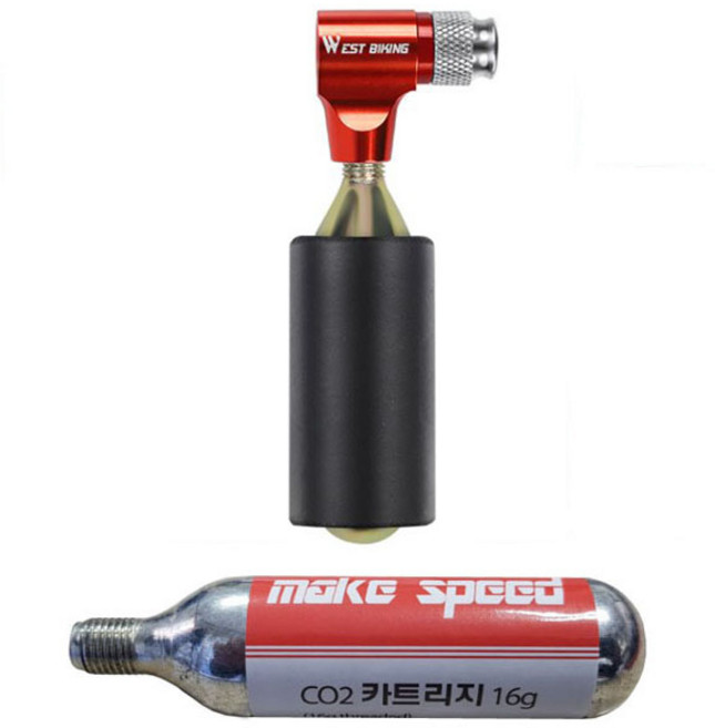 WEST BIKING CO2인젝터+CO2카트리지 16g (색상랜덤발송), 레드, 1세트