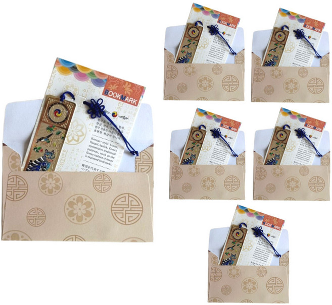 한국 전통기념품 까치와 호랑이북마크 외국인선물, 6개, 책갈피