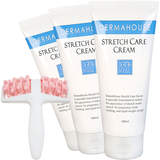 더마하우스 스트레치케어 크림180mlx3개+전신 마사지 롤러-임산부 일반인 청소년기, 3개, 180ml