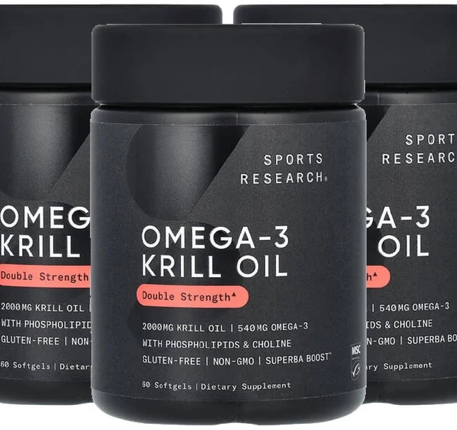 스포츠리서치 오메가3 크릴오일 1000mg 30정 3병 더블스트랭스 Krill Oil, 3개 - 쿠팡