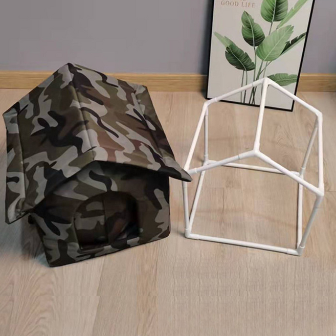 나나봉봉 방수 방풍 방한 브라켓 포함 야외 길고양이 겨울집, 1개, 밀리터리