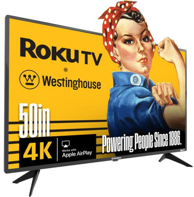 웨스팅하우스 Roku TV - 43인치 스마트 TV 4K UHD QLED 텔레비전 HDR 10+ 돌비 비전 와이파이 및 모바일 앱 연결, 50인치