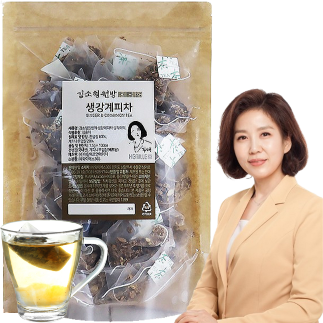 무설탕 무첨가 국내산 생강 계피차 저온 로스팅 생분해 삼각 티백 계피생강차 생강차 계피차, 1개, 100개입, 1.5g
