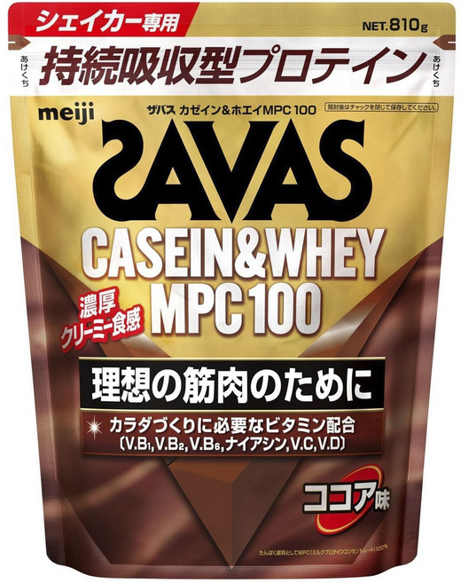 메이지 자바스 (SAVAS) 카제인 & 유청 MPC100 코코아 맛 810g, 1개